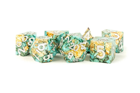 Hand Crafted Sharp Edge Dice: Turquoise Pebble