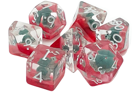 OSDRPG-290 RPG Dice Set: Animal Kingdom - Snails, Green w/Red