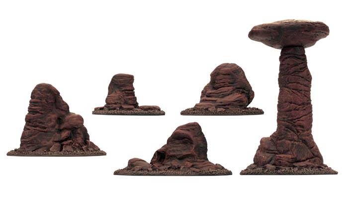 Battlefield in a Box: Badlands Pillars - Mars (x5) - 30mm