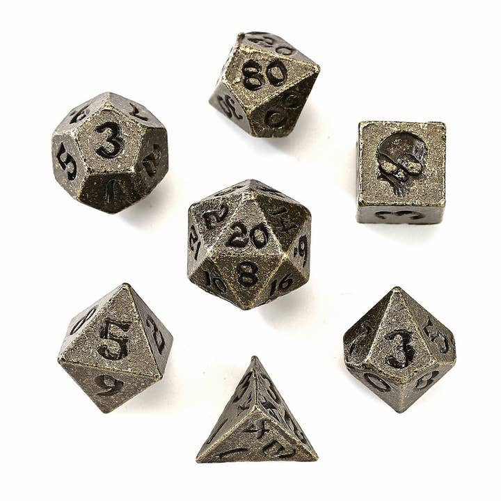 Unseelie Mini Metal Rpg Dice Set - Ancient Bronze
