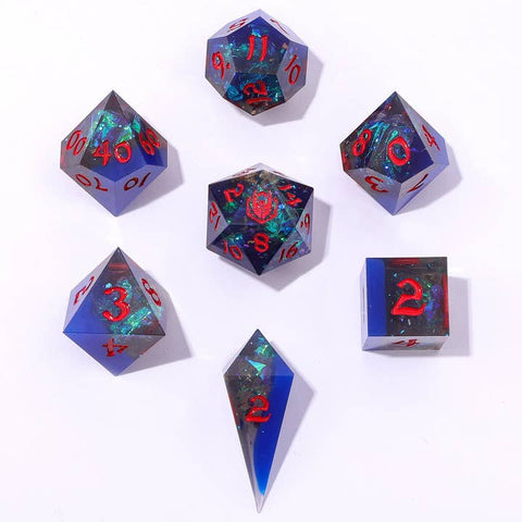 Captured Magic Sharp Edge Resin Dice - Sapphire Inferno