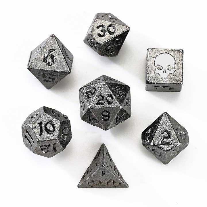 Unseelie Mini Metal Rpg Dice Set - Gunmetal