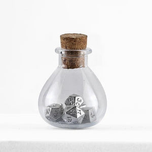 Unseelie Tiny Dice Set in Potion Bottle - Silver