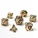 Solid Metal Fighter Class Rpg Dice Set - Gold w/ Red & Black