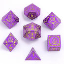 Wizard Solid Metal Polyhedral Dice Set - Purple with Gold