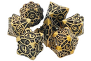 OSDMTL-135 Old School 7 Piece DnD RPG Metal Dice Set: Gnome Forged - Ancient Gold