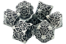 OSDMTL-136 Old School 7 Piece DnD RPG Metal Dice Set: Gnome Forged - Ancient Silver