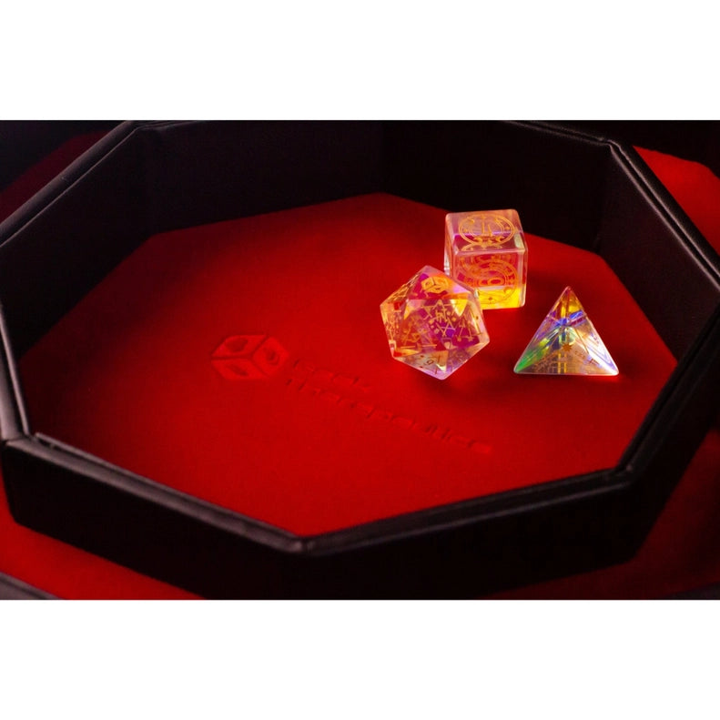Leather Dice Vault with Lid - Red