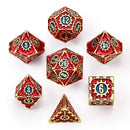 Solid Metal Cogcraft Dice Set - Casino (Gold W/Red & Blue)