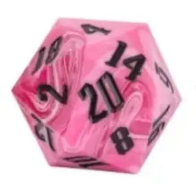 Huge D20 55mm - Marble pink and black