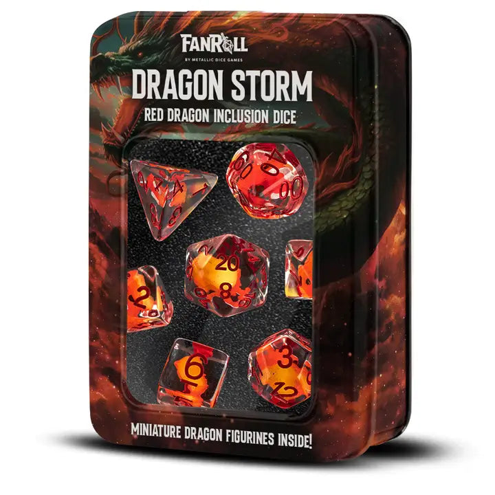 Dragon Storm Inclusion Resin Dice Set (7): Red Dragon