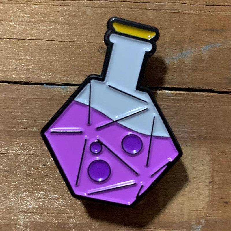 PIN-028 RPG Pins & Patches: Purple Polydice Potion Elixir Enamel Pin