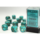 CHX 27639 Vortex Teal / Gold 16mm d6 Dice Block (12 Dice)