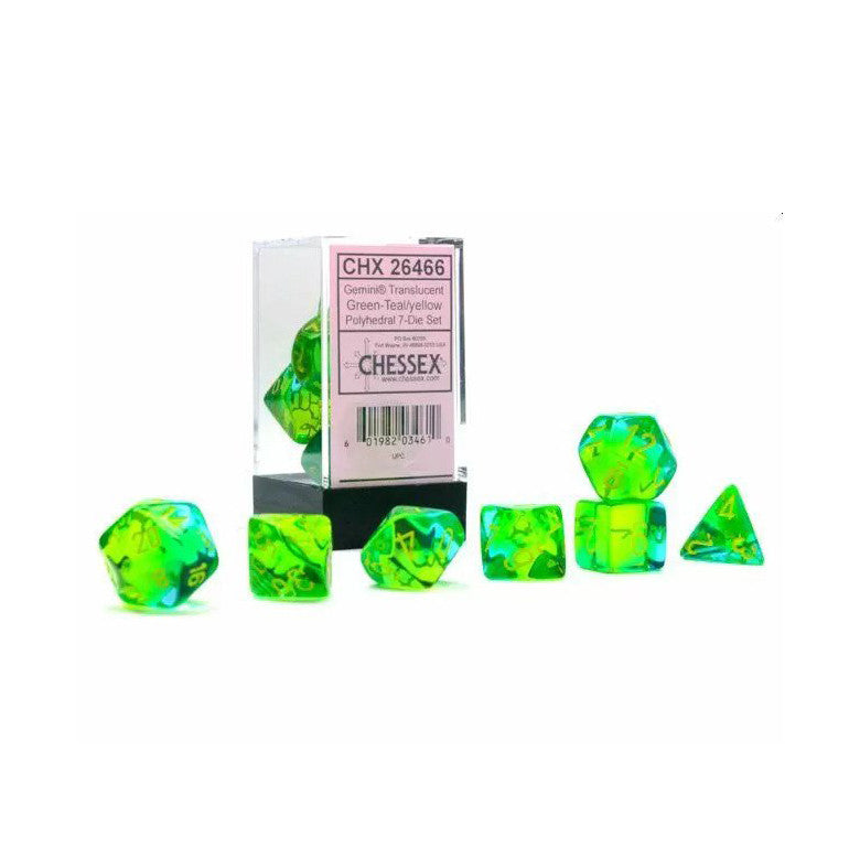 CHX 26466 Green-Teal/Yellow Translucent Polyhedral 7 Die Set