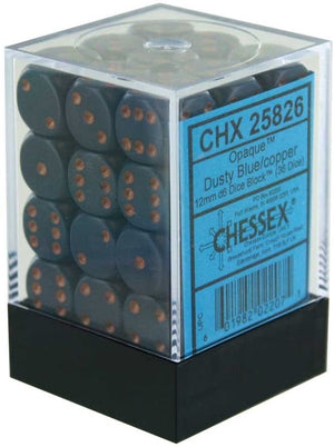 CHX 25826 Dusty Blue/Copper 12mm d6 Dice Block (36 Dice)