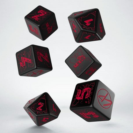 7-Die Set Cyberpunk Red: Essentials- Black/Red