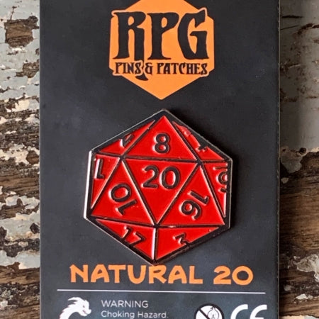 PIN-001 RPG Pins & Patches: Natural 20 Enamel Pin