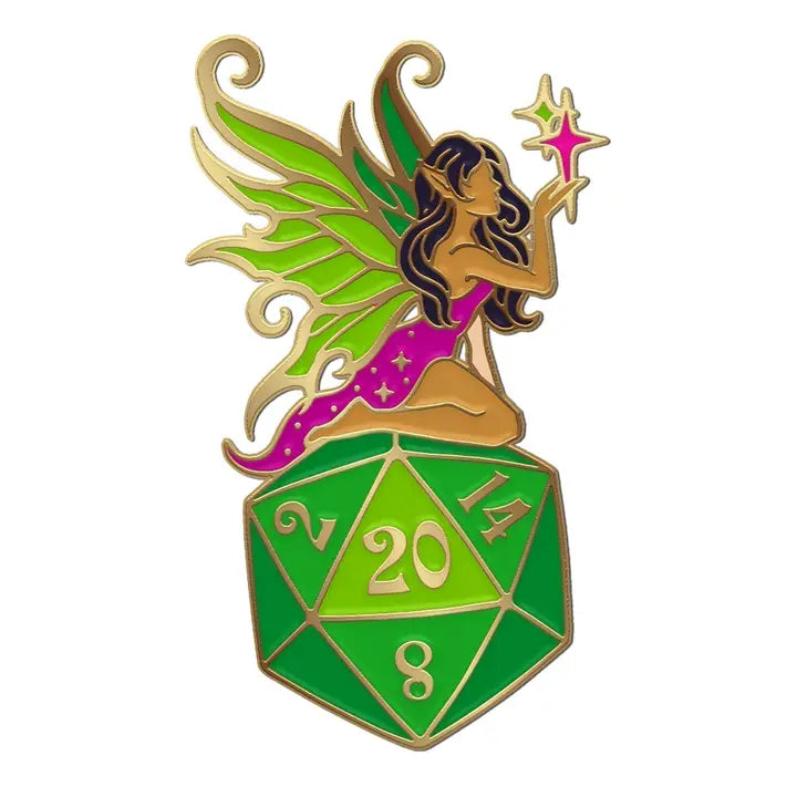 Fairy D20 Pin - Green