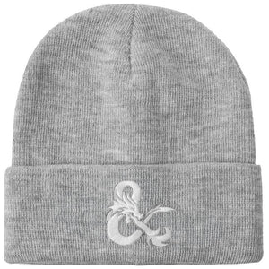 Dungeons & Dragons Ampersand Logo Embroidery Heather Gray Acrylic Knit Cuff Beanie