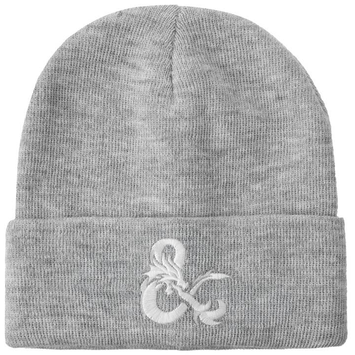 Dungeons & Dragons Ampersand Logo Embroidery Heather Gray Acrylic Knit Cuff Beanie