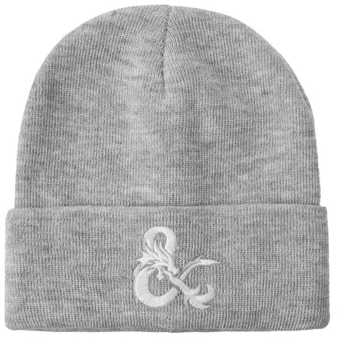 Dungeons & Dragons Ampersand Logo Embroidery Heather Gray Acrylic Knit Cuff Beanie
