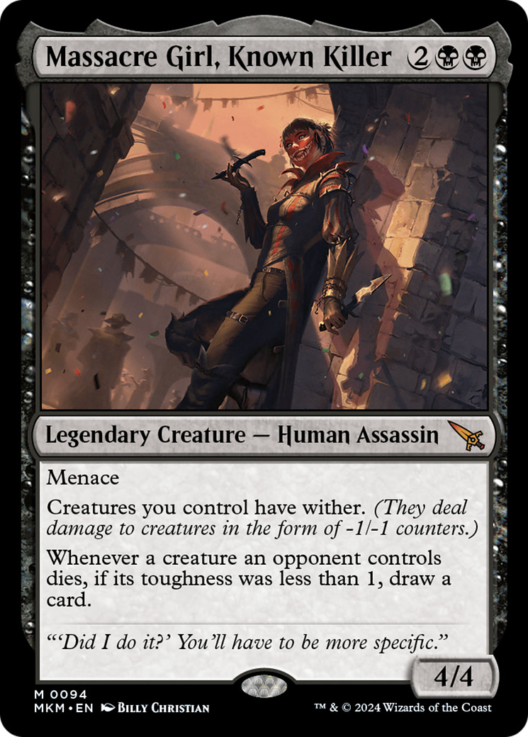 mtg murders at karlov manor best cards Magic: The Gathering Play Booster Box Massacre Girl, Known Killer [Murders
