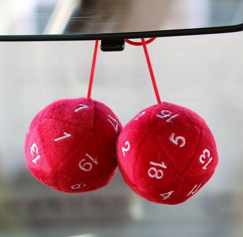 Toy Vault 20-Sided Plush Dice For Car Mirror (Red)