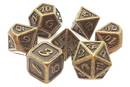 OSDMTL-89 Old School 7 Piece DnD RPG Metal Dice Set: Dragon Scale - Ancient Gold