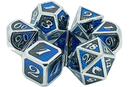 OSDMTL-62 Old School 7 Piece DnD RPG Metal Dice Set: Dragon Scale - Blue