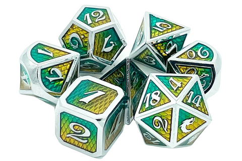 OSDMTL-138 Dragon Scale - Green & Yellow Polyhedral 7 Die Set