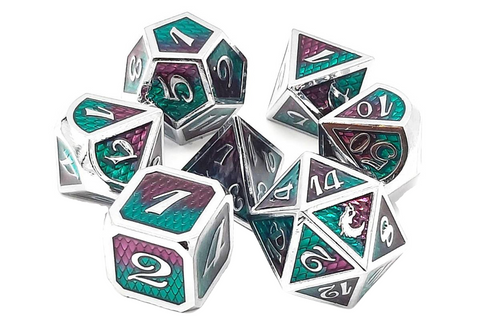 OSDMTL-111 Dragon Scale - Purple & Green Polyhedral 7 Die Set