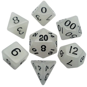 16mm Glow in the Dark Acrylic Dice Set - Clear