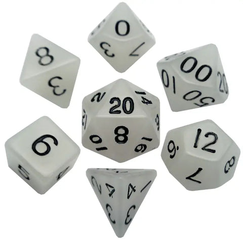 16mm Glow in the Dark Acrylic Dice Set - Clear
