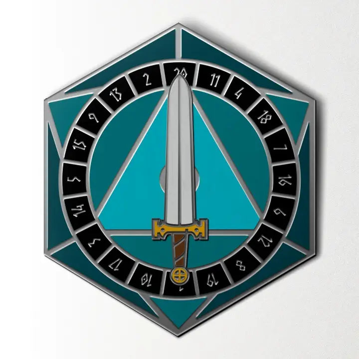D20 Sword Spinner Pin - Teal