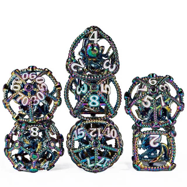 Caged Octopus Hollow Metal Dice