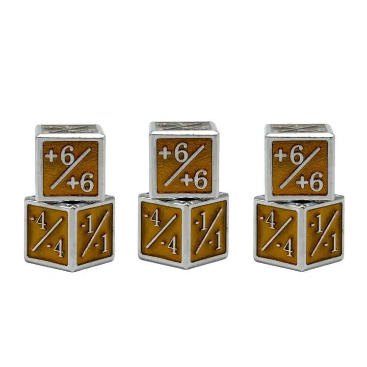 1/+1 & -1/-1 D6 Yellow Pack of 6 Ccg Metal Dice