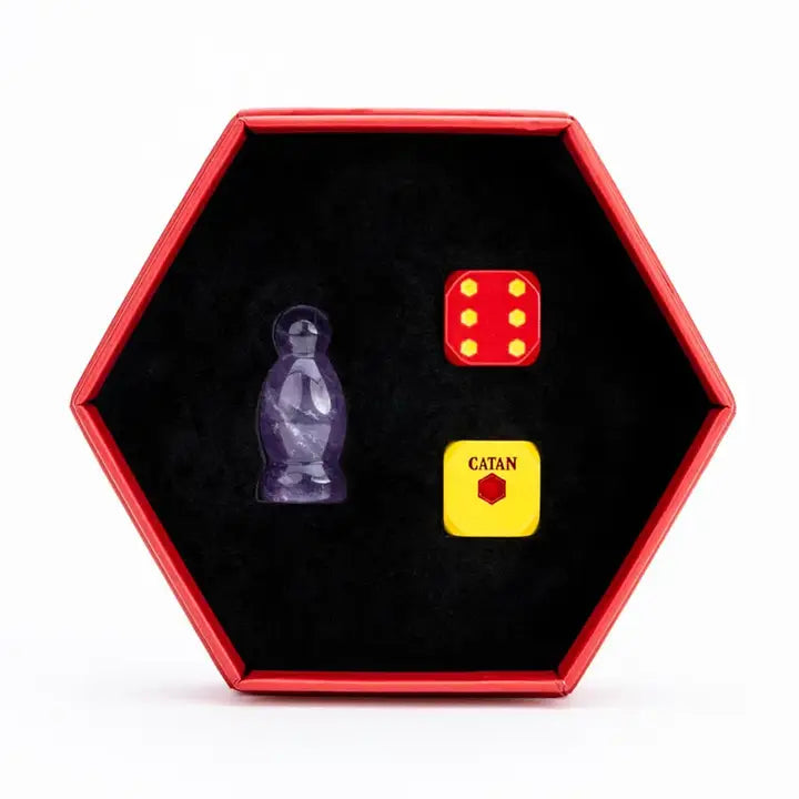 Catan Official Premium Robber & Metal Dice Set- Amethyst