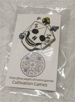 SkullD20 Enamel Pin (Glow in the Dark!) White