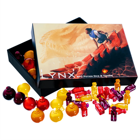 Healing Potion Markers & Dice - Set of 24 Dice & 15 Potions Tokens