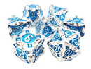 OSDMTL-121 Old School 7 Piece DnD RPG Metal Dice Set: Gnome Forged - Silver w/ Blue