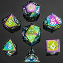 Barbarian Metal Dice Set - Rainbow W/ White