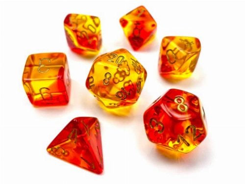 CHX 26468 - Gemini Translucent Red-Yellow/Gold Polyhedral 7-Die Set