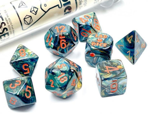 Chessex Lab Dice Lustrous Alpestris/Orange CHX 30049