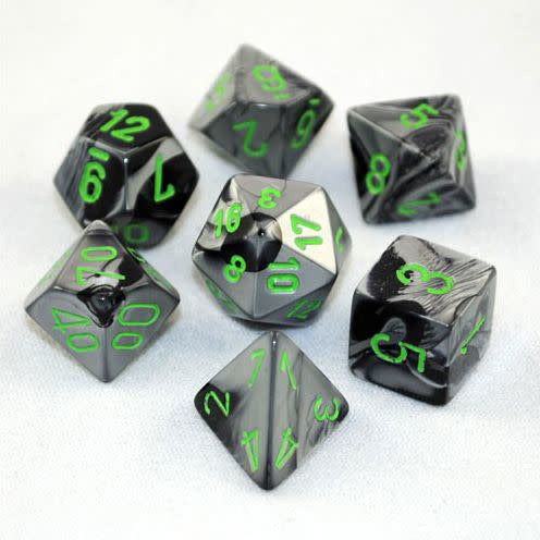 CHX 26445 - Gemini Black-Grey/Green Polyhedral 7-Die Set