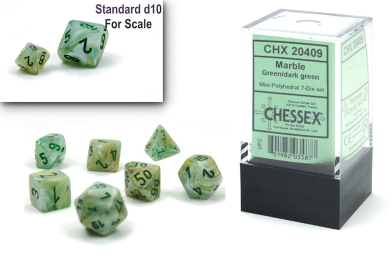 CHX 20409 Marble Green/Dark Green Mini-Polyhedral 7-Die Set