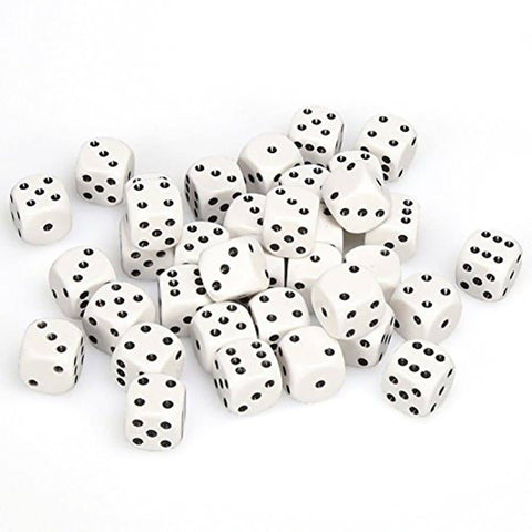 CHX 25801 White/Black Opaque 12mm d6 Dice Block (36 Dice)