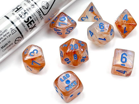Chessex Lab Dice Borealis Luminary Rose Gold/ Light Blue CHX 30045