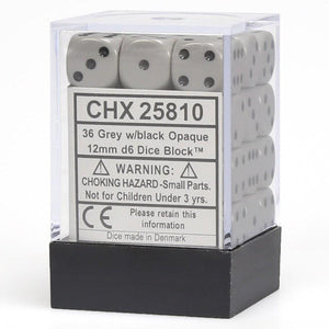 CHX 25810 Dark Grey/Black 12mm d6 Dice Block (36 Dice)
