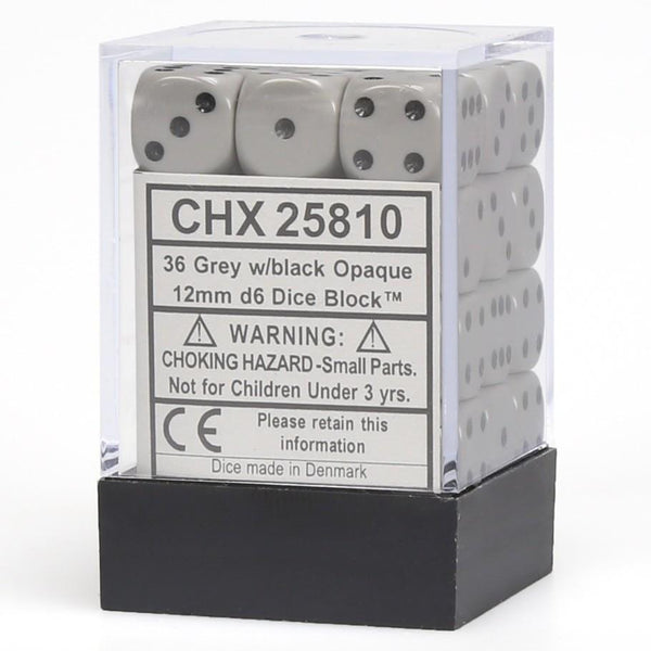 CHX 25810 Dark Grey/Black 12mm d6 Dice Block (36 Dice)