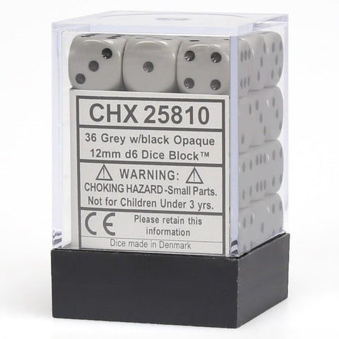 CHX 25810 Dark Grey/Black 12mm d6 Dice Block (36 Dice)